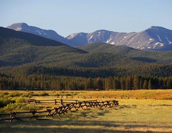 Devil's Thumb Ranch valley and mountains.