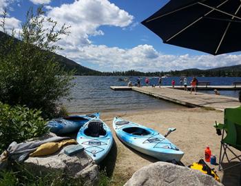 Kayaks on the beach.